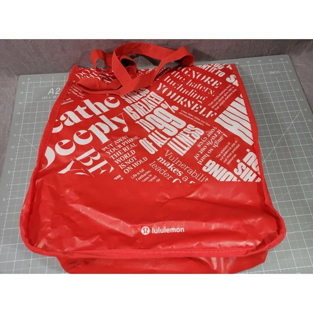 3 Lululemon Large Reusable‎ Shopping Tote Bag 2x Gray 1x Red